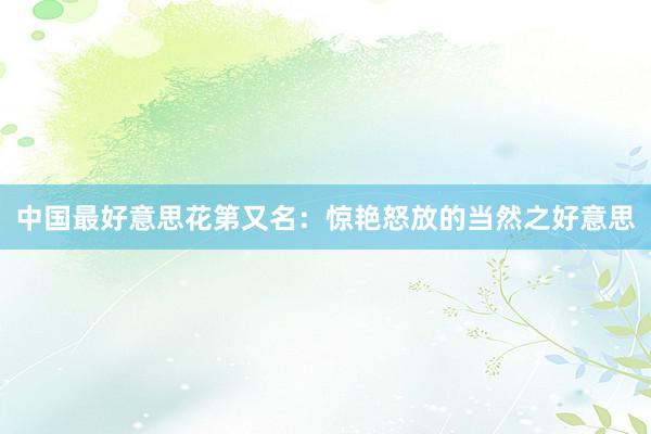 中国最好意思花第又名：惊艳怒放的当然之好意思